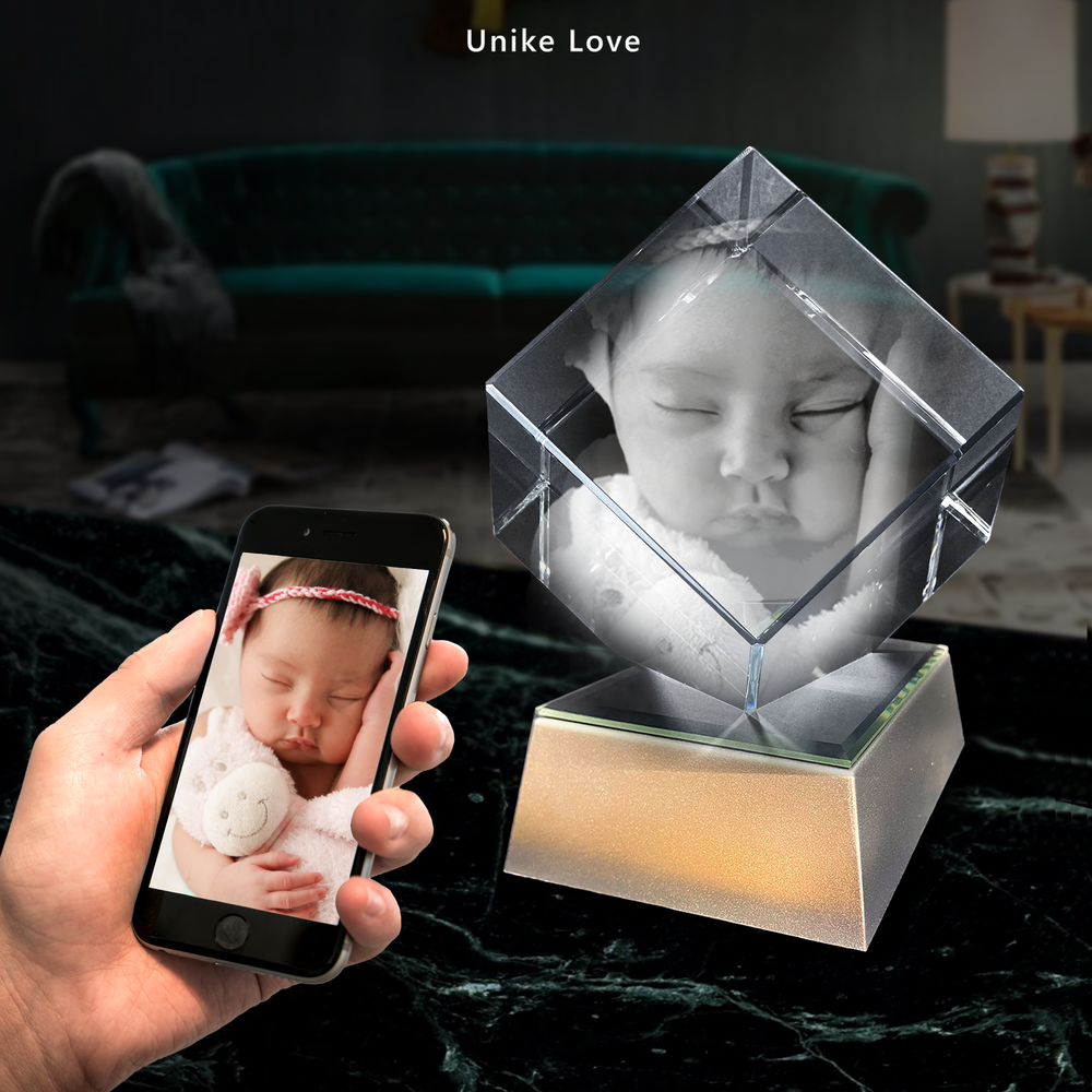 The Cuter Newborns Gift | Luxury 9K Crystal | 3D Laser Photo Diamond | Custom Engraving