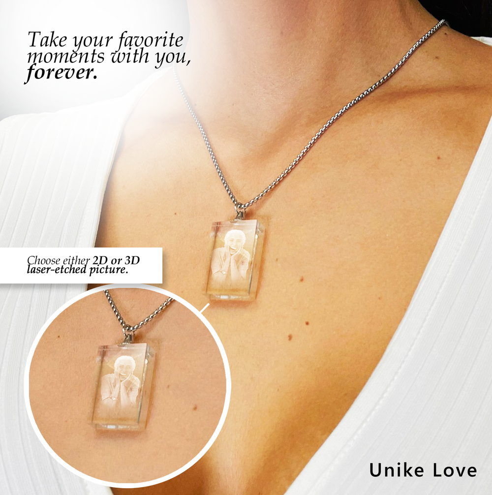 Personalized Rectangular Necklace Crystal | Chain and Pendant |