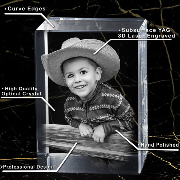 The Cutes Kid's Gift | Luxury 9K Crystal | 3D Laser Photo Tower | Custom Engraving
