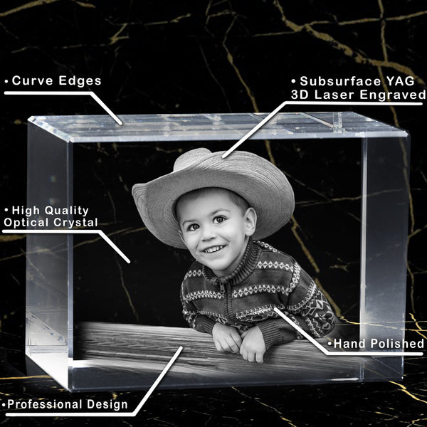 Perfect Newborns Photo Gift | 3D Photo Laser-etched Crystal Brick | Luxury 9K Crystal