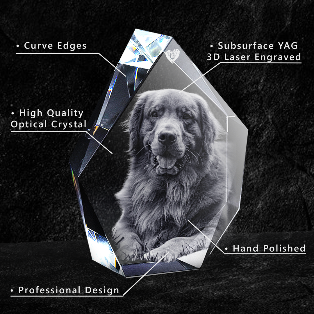 Ideal Gift for Pet Lovers | Personalized 3D Engraved Crystal Photo Gift | Prestige | Laser-Etched Picture