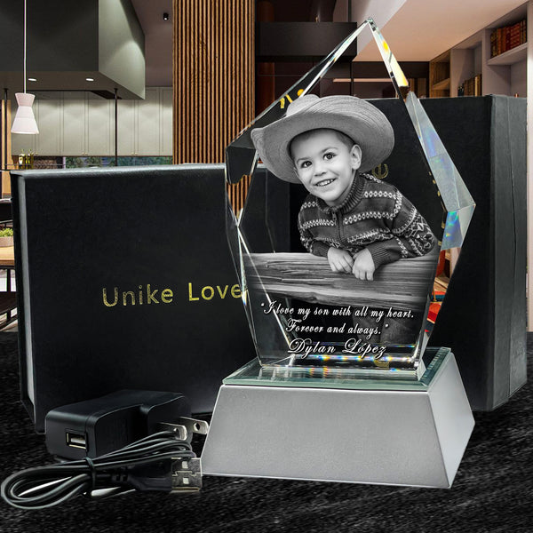 Newborns Gift | 3D Photo Crystal Prestige | Personalized Laser Engraving.