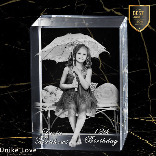 The Cutes Kid's Gift | Luxury 9K Crystal | 3D Laser Photo Tower | Custom Engraving