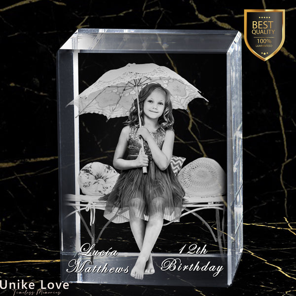 The Cutes Kid's Gift | Luxury 9K Crystal | 3D Laser Photo Tower | Custom Engraving