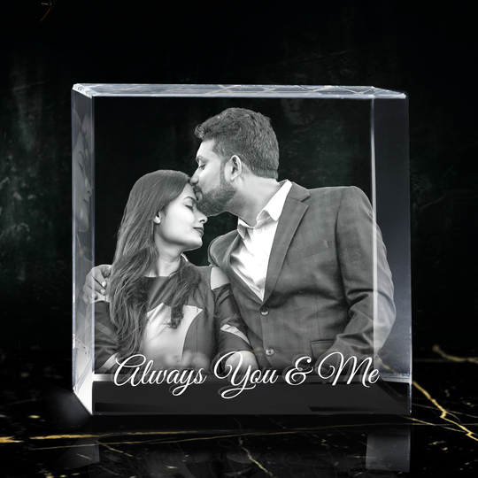 The perfect Couples Gift! | 3D Laser Crystal Premium Square | Personalized Engraving | Custom Photo Laser Etched Gift