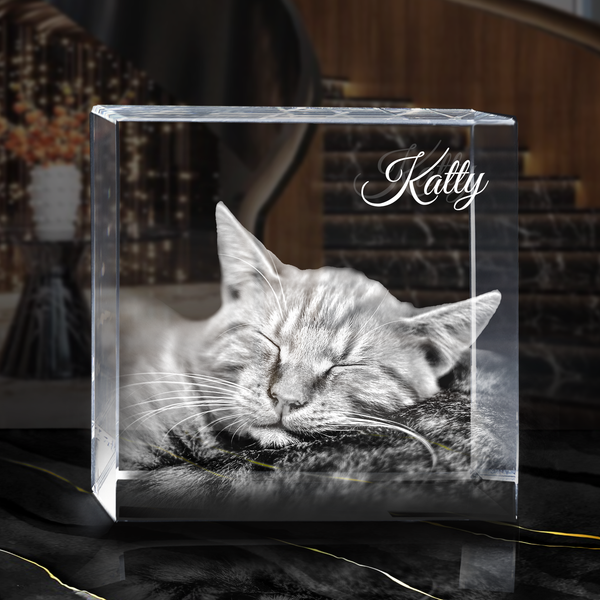 The perfect Gift! | 3D Laser Crystal Premium Square | Personalized Engraving | Custom Photo Laser Etched Gift