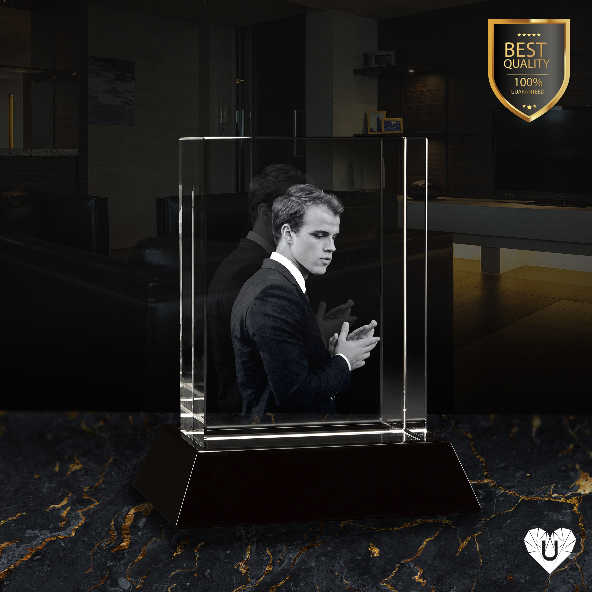 3D Photo Premium Crystal Tower | Personalized Laser Engraving.