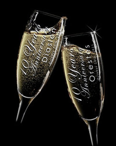 Luxury Personalized Etched Champagne Glasses | Custom Engraving | Lovely Wedding Party Gift