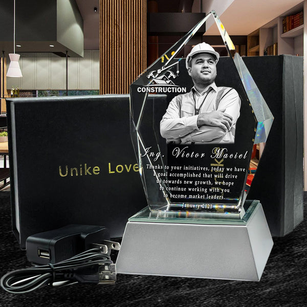 Retirement Gift | 3D Photo Crystal | Prestige | Luxury 9K | Personalized Laser Engraving.