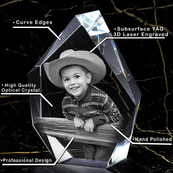 Newborns Gift | 3D Photo Crystal Prestige | Personalized Laser Engraving.