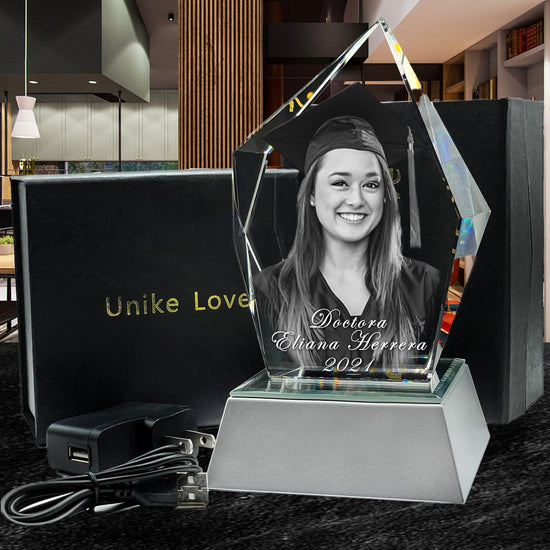 Graduation Gift | Cheers | You made it | 3D Photo Crystal Prestige | Personalized Laser Engraving.