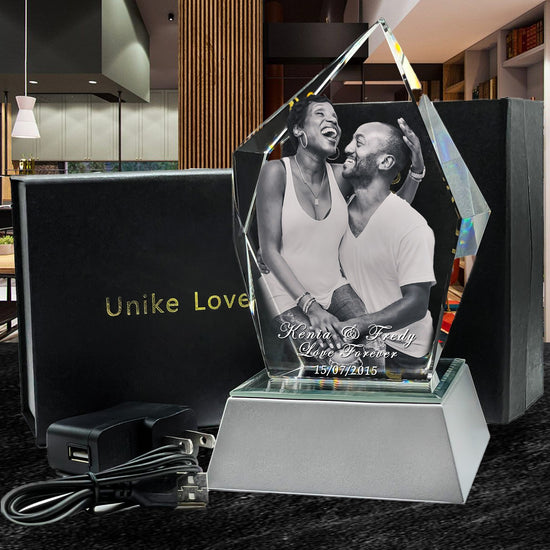 Amazing Couples Gift | 3D Photo Crystal Prestige | Loving Present | Personalized Laser Engraving.