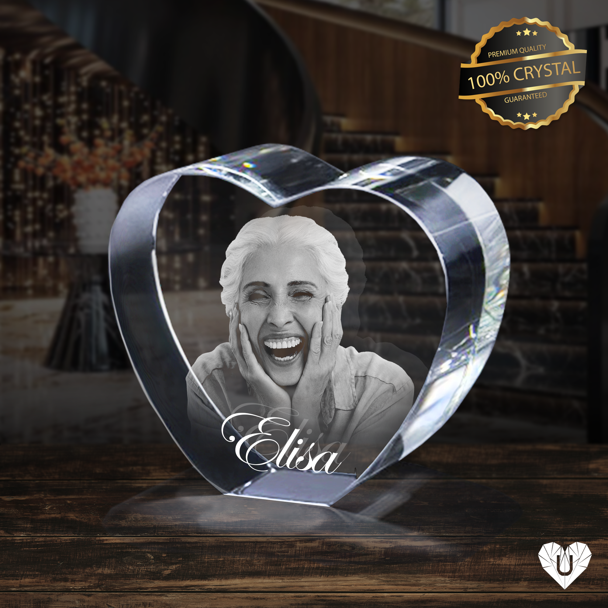 3D Photo Crystal Heart | Personalized Artwork | Best Friend Birthday Gift | Custom Friendship Gift | Everlasting Luxury | Bestie Gift