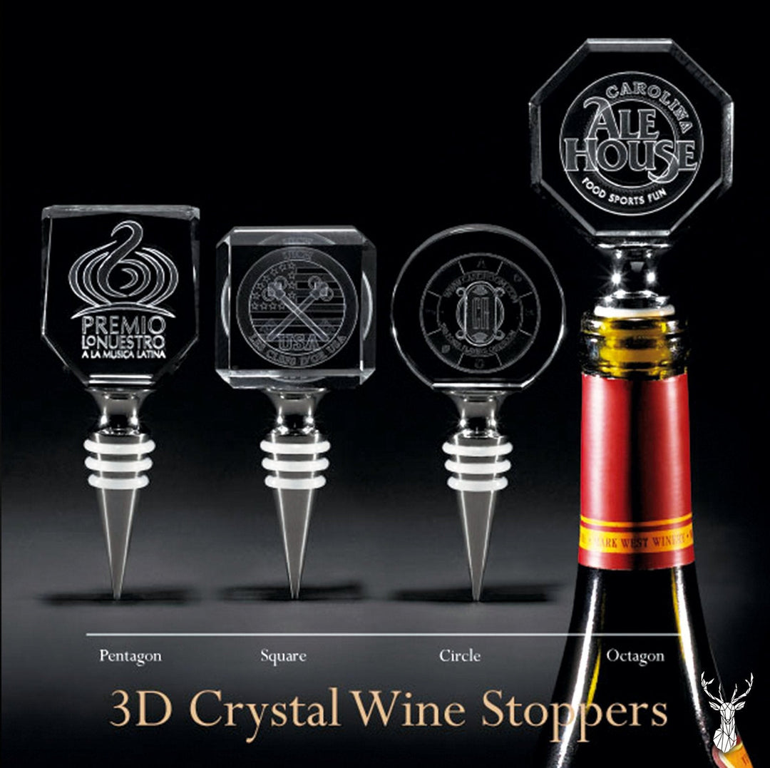 3D Premier Crystal Wine stopper | Personalized Engraving.