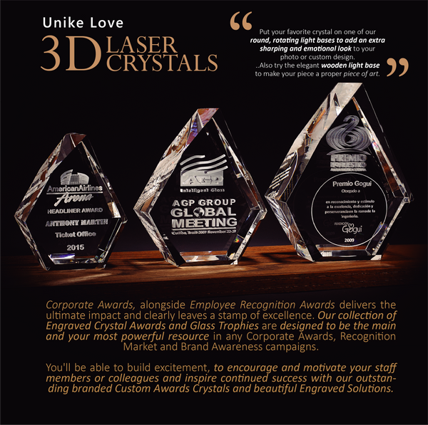 3D Photo Crystal Prestige | Personalized Laser Engraving | 3D-Etched Crystal with your Photo | Iceberg Shape | Engraved Picture in High Quality Crystal