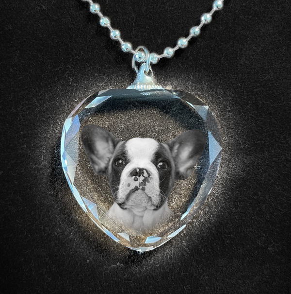 2D Crystal Heart Shaped Necklace | Photo Etched Perfect Gift | Chain and Pendant |