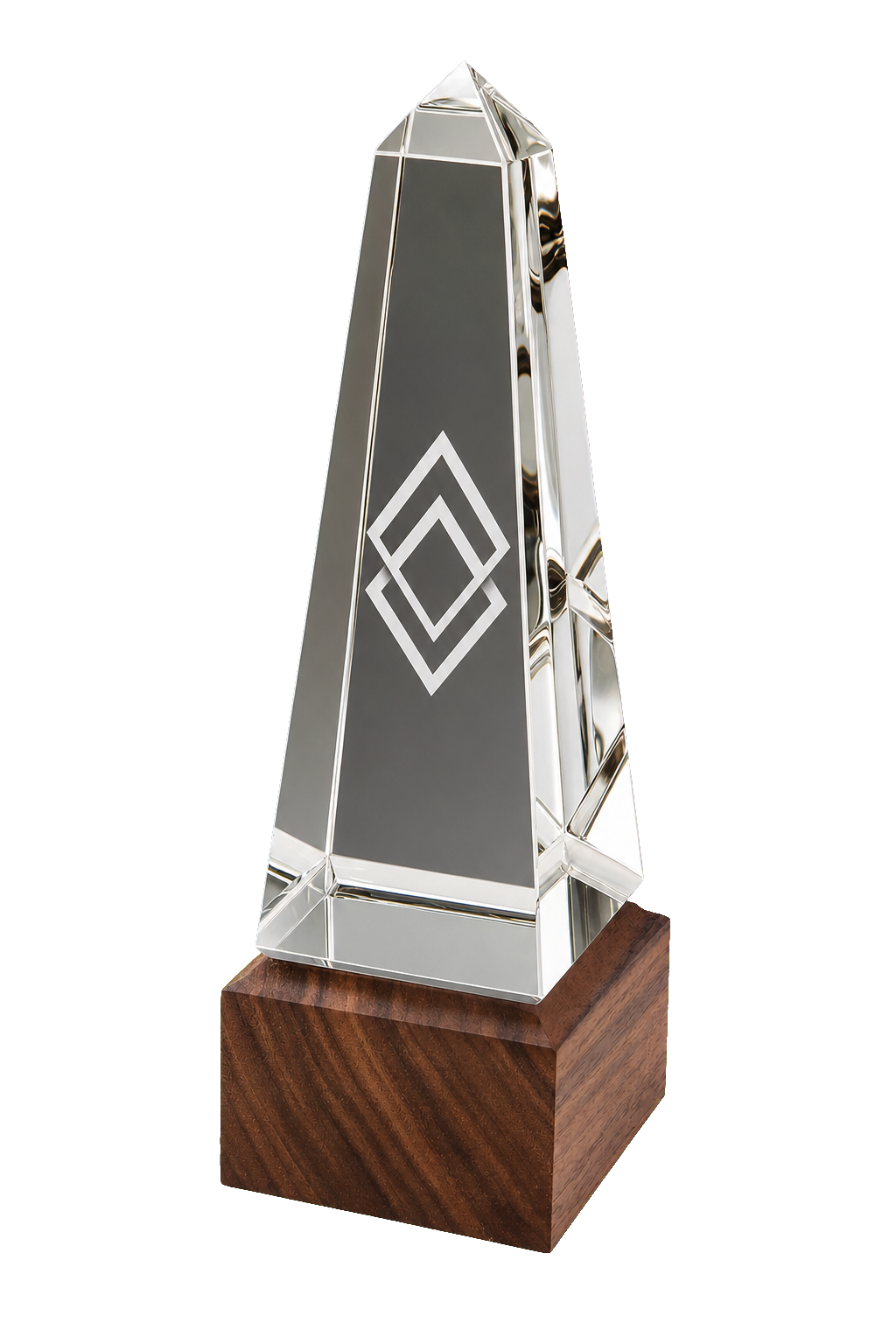 Custom 3D crystal corporate award on its base
