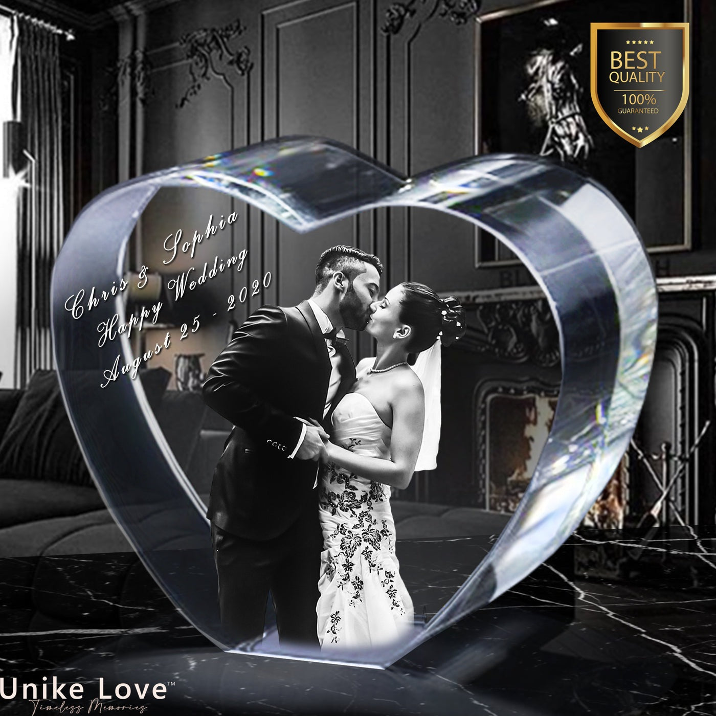 Wedding & anniversary 3D photo crystal