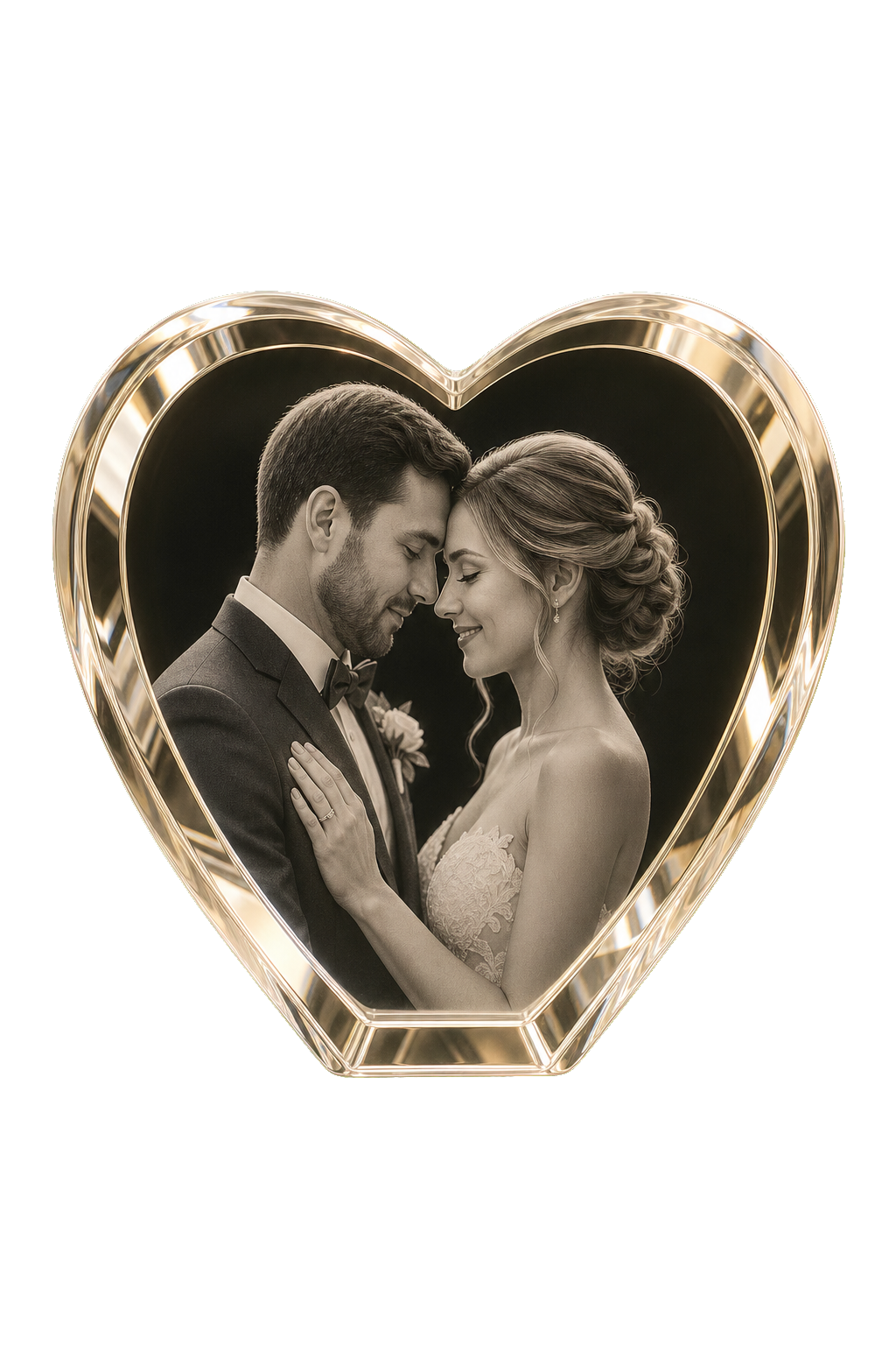 Personalized 3D photo crystal keepsake on its base
